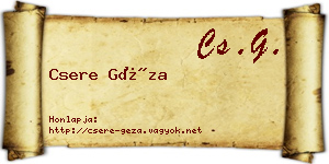 Csere Géza névjegykártya